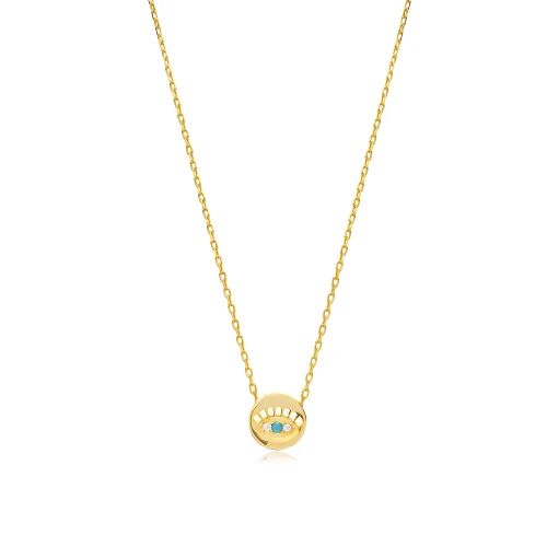 Round Evil Eye Turquoise Sterling Silver Necklace