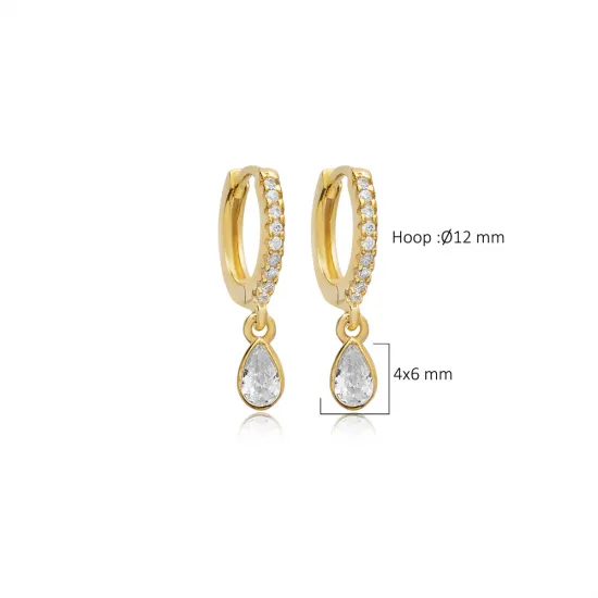 Teardrop Clear CZ Dangle 925 Sterling Silver Earrings