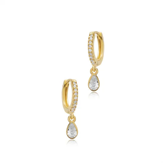 Teardrop Clear CZ Dangle 925 Sterling Silver Earrings
