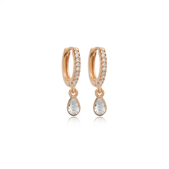 Teardrop Clear CZ Dangle 925 Sterling Silver Earrings