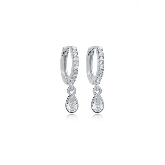 Teardrop Clear CZ Dangle 925 Sterling Silver Earrings
