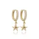 Elegant Starfish Design CZ Stone Silver Dangle Earrings Elegant Starfish Design CZ Stone Silver Dangle Earrings
