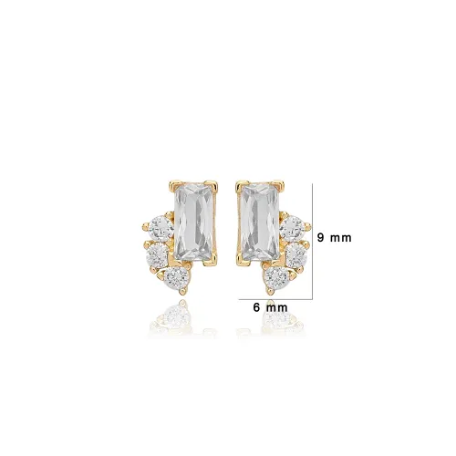 Tiny CZ Baguette 925 Sterling Silver Earrings