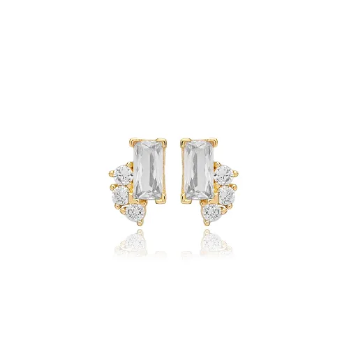 Tiny CZ Baguette 925 Sterling Silver Earrings
