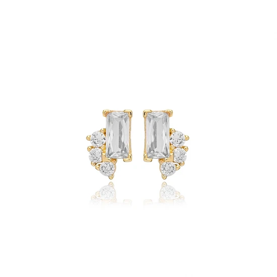 Tiny CZ Baguette 925 Sterling Silver Earrings