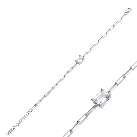 Clear CZ Baguette 925 Sterling Silver Bracelet Clear CZ Baguette 925 Sterling Silver Bracelet