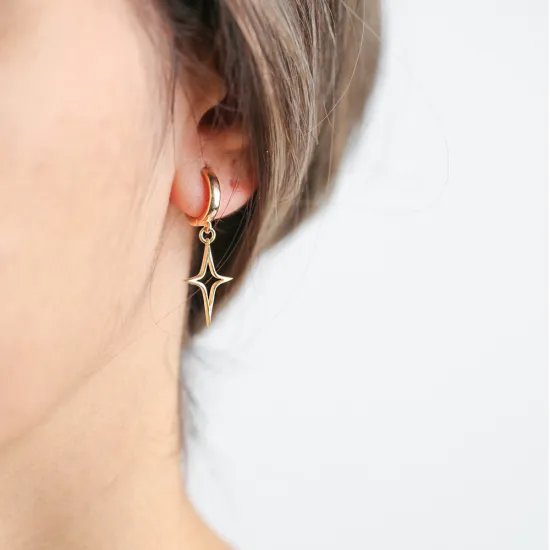 Simple North Star Dangle 925 Sterling Silver Earrings Simple North Star Dangle 925 Sterling Silver Earrings