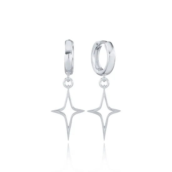 Simple North Star Dangle 925 Sterling Silver Earrings Simple North Star Dangle 925 Sterling Silver Earrings