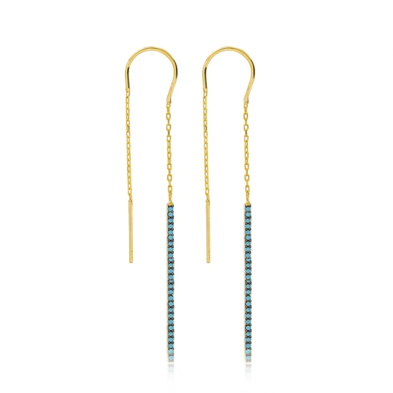 Turquoise Thin Threader 925 Sterling Silver Earrings Turquoise Thin Threader 925 Sterling Silver Earrings