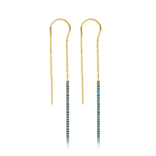 Turquoise Thin Threader 925 Sterling Silver Earrings Turquoise Thin Threader 925 Sterling Silver Earrings