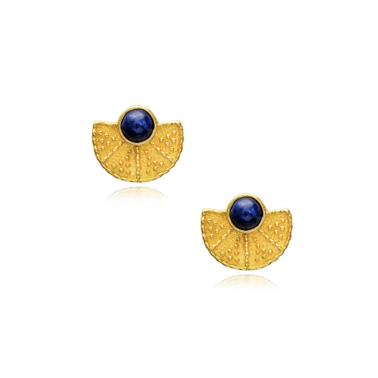 Lapis Fan Vintage 22 Karat 925 Sterling Silver Earrings | 925 Sterling Silver Wholesale | Sade Silver Lapis Fan Vintage 22 Karat 925 Sterling Silver Earrings - Sade 925 Silver Jewelry