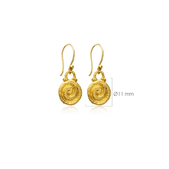 Round 22 Karat Gold Plated Vintage Hook Silver Earrings - Sade 925 Silver Jewelry