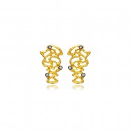 22K Gold Irregular Shape Vintage Earrings