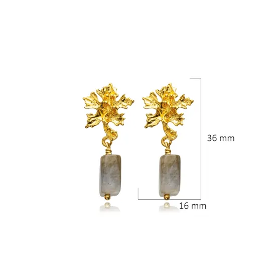 Labrodite Leaf 22 Karat Vintage 925 Silver Earrings Labrodite Leaf 22 Karat Vintage 925 Silver Earrings