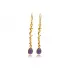 Amethyst Stone Pear Hook 22K Vintage Earrings