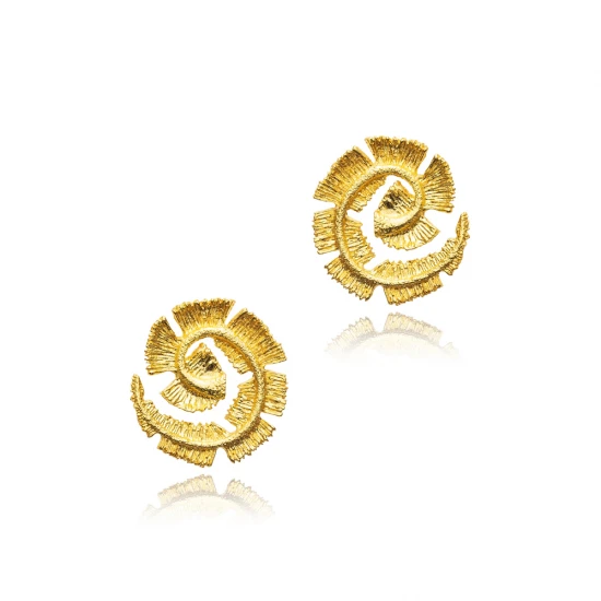 Round Spiral 22 Karat Vintage Sterling Silver Earrings | 925 Sterling Silver Wholesale | Sade Silver Round Spiral 22 Karat Vintage Sterling Silver Earrings - Sade 925 Silver Jewelry