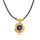 Evil Eye Leather 22 Karat Vintage Silver Necklace Evil Eye Leather 22 Karat Vintage Silver Necklace
