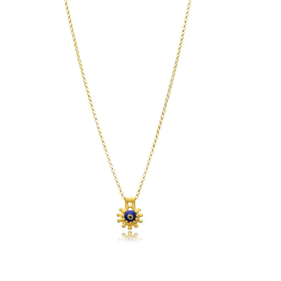 Blue Small Flower CZ 925 Sterling Silver Necklace - Sade 925 Silver Jewelry