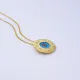 Round Glass Evil Eye 22 Karat Vintage Silver Necklace
