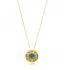 Round Glass Evil Eye 22 Karat Vintage Silver Necklace
