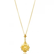 Ancient Lotus Symbol 22 Karat Vintage Silver Necklace