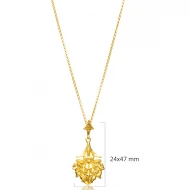 Ancient Lotus Symbol 22 Karat Vintage Silver Necklace