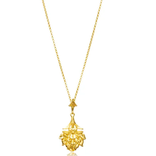 Ancient Lotus Symbol 22 Karat Vintage Silver Necklace