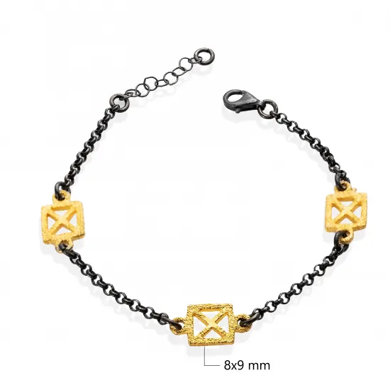 Geometric X 22 Karat Vintage Sterling Silver Bracelet