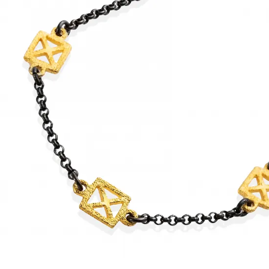 Geometric X 22 Karat Vintage Sterling Silver Bracelet