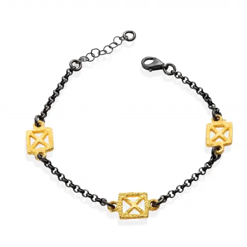 Geometric X 22 Karat Vintage Sterling Silver Bracelet