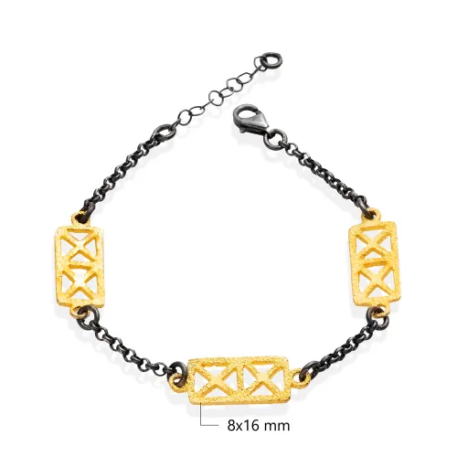 X Geometric 22 Karat Vintage Sterling Silver Bracelet