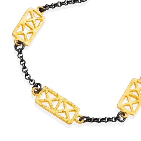 X Geometric 22 Karat Vintage Sterling Silver Bracelet