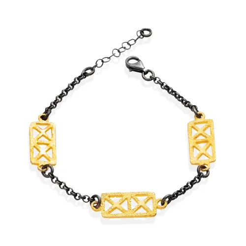 X Geometric 22 Karat Vintage Sterling Silver Bracelet
