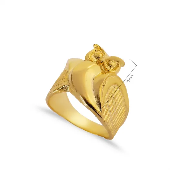 Owl 22 Karat Gold Plated Vintage Sterling Silver Ring Owl 22 Karat Gold Plated Vintage Sterling Silver Ring