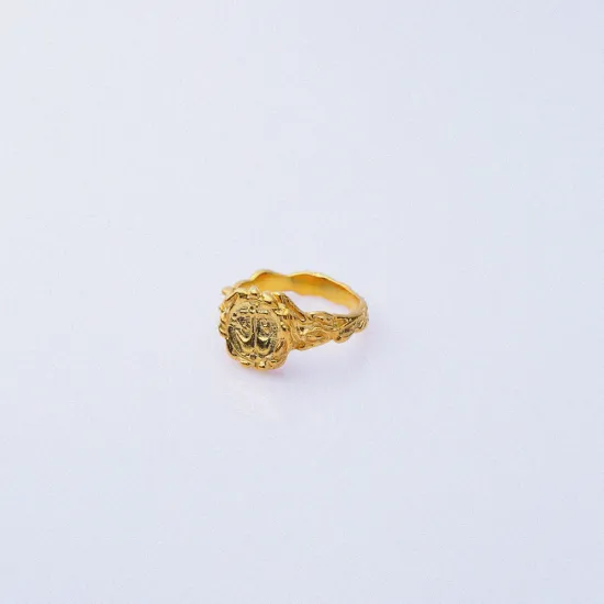 22 Karat Gold Ancient Justice Libra Vintage Silver Ring 22 Karat Gold Ancient Justice Libra Vintage Silver Ring