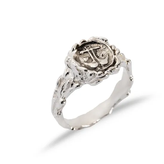 Oxidized Justice Libra Symbol Vintage 925 Silver Ring