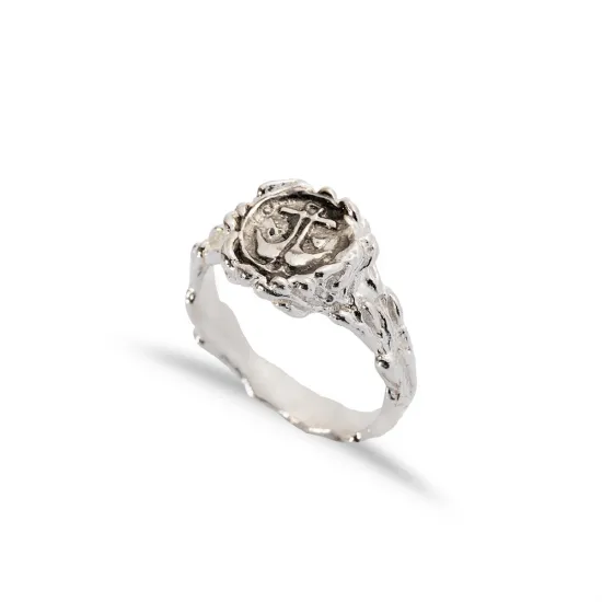 Oxidized Justice Libra Symbol Vintage 925 Silver Ring