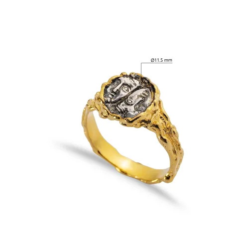 Dual Face 22 Karat Gold Vintage Sterling Silver Ring