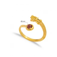 Red Tourmaline 22 Karat Gold Vintage 925 Silver Ring