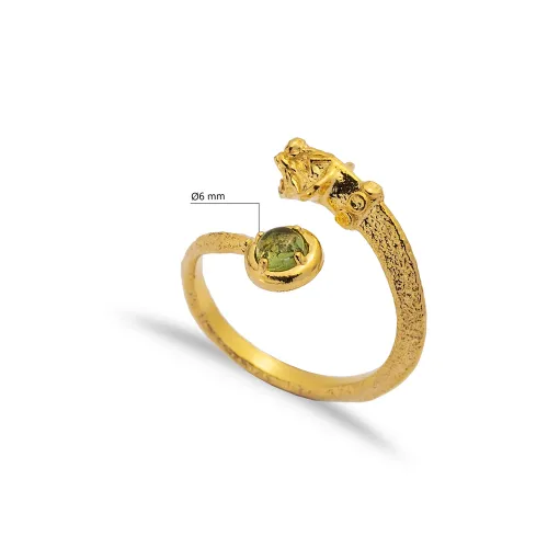 Green Tourmaline 22 Karat Gold Vintage 925 Silver Ring