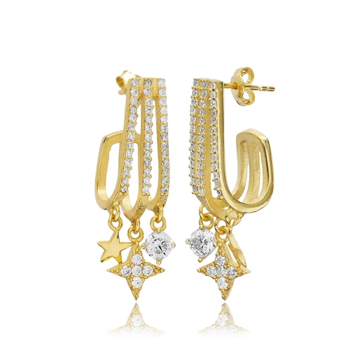Crystal Star Drops 925 Sterling Silver Earrings