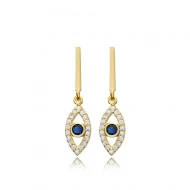 Evil Eye Bar 925 Sterling Silver Earrings