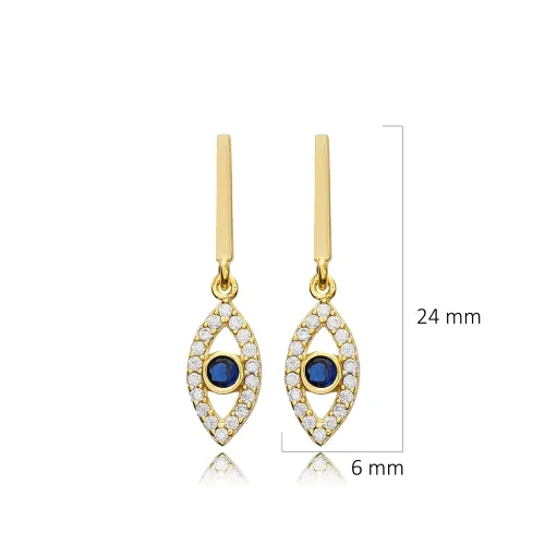 Evil Eye Bar 925 Sterling Silver Earrings Evil Eye Bar 925 Sterling Silver Earrings