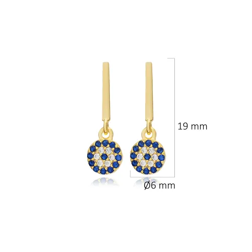 Round Evil Eye Bar 925 Sterling Silver Earrings Round Evil Eye Bar 925 Sterling Silver Earrings