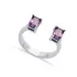 Amethyst Rectangle Silver Adjustable Ring