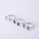 Sapphire CZ Rectangle Silver Adjustable Ring Sapphire CZ Rectangle Silver Adjustable Ring