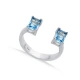 Aquamarine CZ Rectangle Adjustable Sterling Silver Ring | 925 Sterling Silver Wholesale | Sade Silver Aquamarine CZ Rectangle Adjustable Sterling Silver Ring - Sade 925 Silver Jewelry