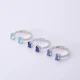 Aquamarine CZ Rectangle Adjustable Sterling Silver Ring | 925 Sterling Silver Wholesale | Sade Silver Aquamarine CZ Rectangle Adjustable Sterling Silver Ring - Sade 925 Silver Jewelry