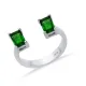 Emerald CZ Rectangle Silver Adjustable Ring Emerald CZ Rectangle Silver Adjustable Ring
