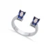 Tanzanite CZ Rectangle Adjustable Sterling Silver Ring